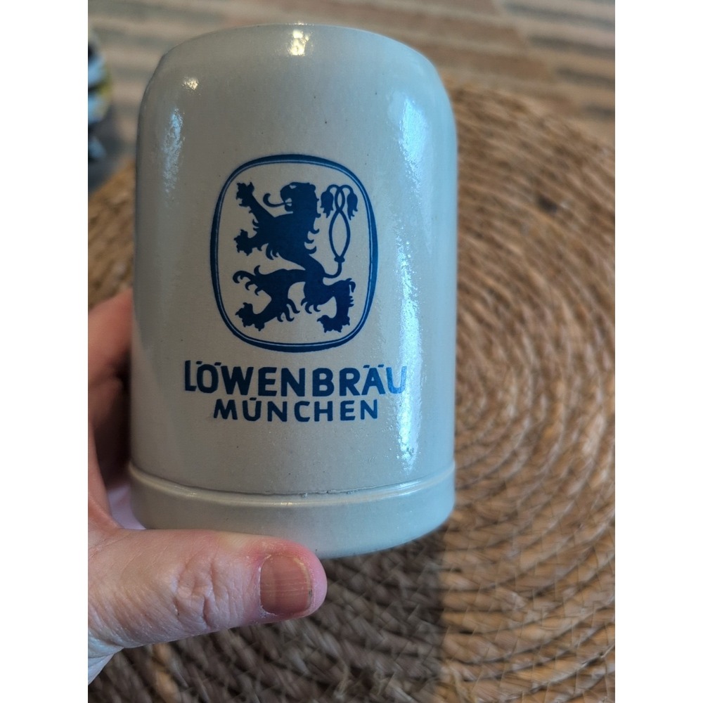 Vintage Lowenbrau Stoneware Beer Mug Hahn Air Base Germany NCO-Club .5L‎